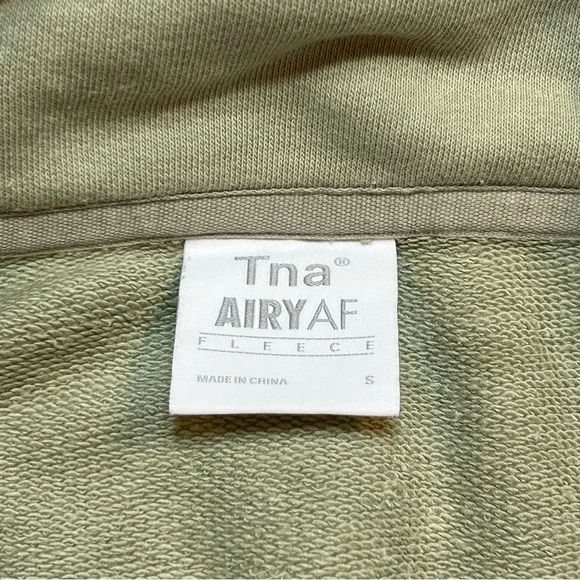 Tna Aritzia Cozy Fleece Perfect Quarter Zip Sweatshirt Sage Green - Picture 3 of 6